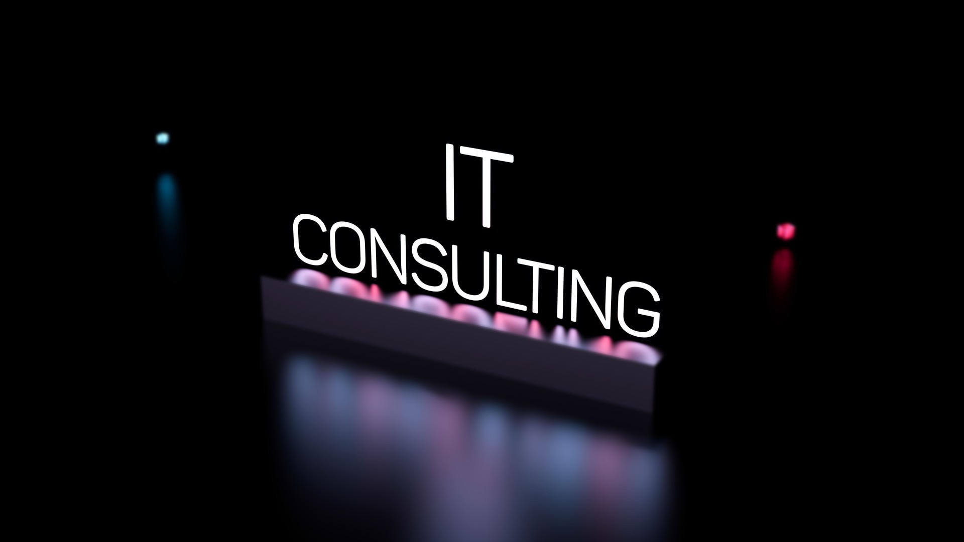 IT Consulting text,glowing neon word. IT consulting business,technology concept,wallpaper.3D render
